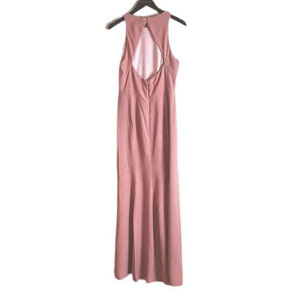 Dessy Collection Diamond Cutout Back Trumpet Gown Front Slit Desert Rose NWT - Picture 4 of 8